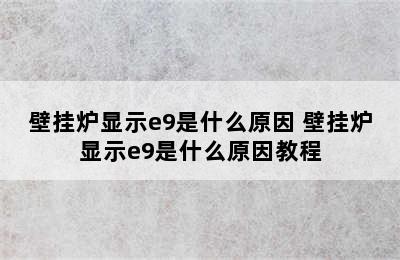 壁挂炉显示e9是什么原因 壁挂炉显示e9是什么原因教程